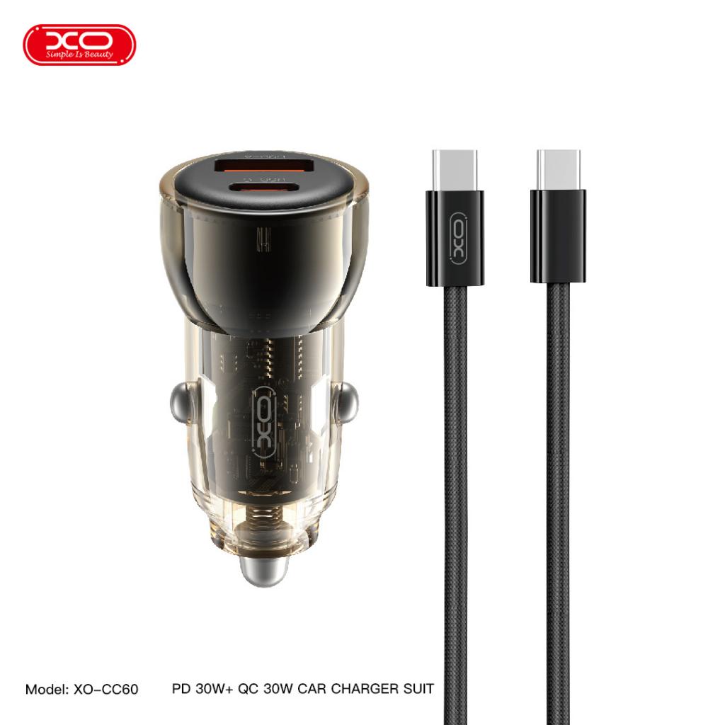 CARGADOR PARA AUTO DUAL USB XO-CC60 TIPO C NEGRO C/CABLE - 10224
